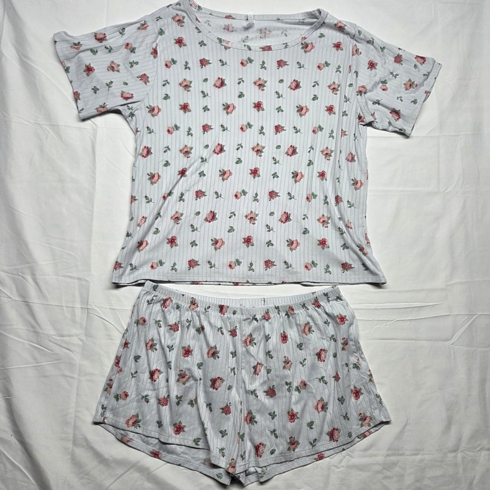 Floral Print Women's Sleepwear Set Shorts And Top XL